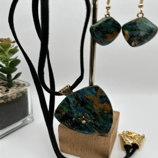 Faux Truquise Pendant and Earrings
