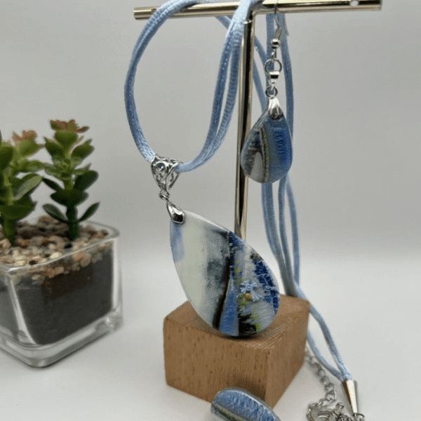 Baby Blue Pendant and Earrings